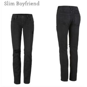 Cabi 3387 Black Slim Boyfriend Distressed Jeans Size 2